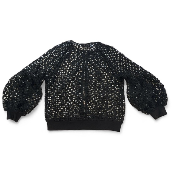 GRACIA Lace Bomber Jacket, Front Zip, Women’s, Color Black, Size Medium - Picture 10 of 10